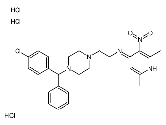 N-[2-[4-[(4-chlorophenyl)-phenylmethyl]piperazin-1-yl]ethyl]-2,6-dimethyl-3-nitropyridin-4-amine,trihydrochloride结构式