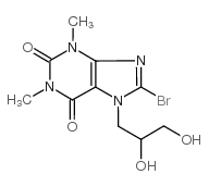 8-BROMO-7-(2,3-DIHYDROXYPROPYL)-1,3-DIMETHYL-2,3,6,7-TETRAHYDRO-1H-2,6-PURINEDIONE结构式