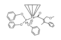 (Cp)iron(carbonyl){P(O(phenyl))3}{COC(CH2O(methyl))C(methyl)(phenyl)}结构式