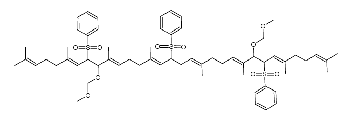 8,16,25-tris(benzenesulfonyl)-2,6,10,14,19,23,27,31-octamethyl-2,6,10,14,18,22,26,30-dotriacontaoctaene-9,24-diol, bis(methoxymethyl) ether结构式