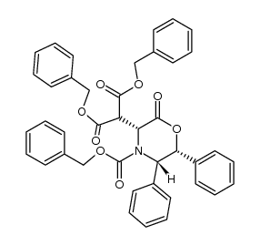 (3R,5S,6R)-4-[(benzyloxy)carbonyl]-3-(O,O'-dibenzylmalonyl)-5,6-diphenyl-2,3,5,6-tetrahydro-2H-1,4-oxazin-2-one结构式