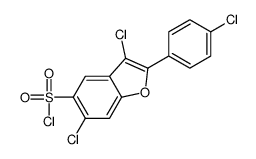 3,6-dichloro-2-(4-chlorophenyl)-1-benzofuran-5-sulfonyl chloride结构式