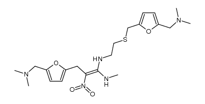 N,N-dimethyl-5-(2(1-methylamino-2-(5-dimethylaminomethyl-2-furfuryl)-2-nitrovinylamino)ethyl-thiomethyl)furfurylamine结构式