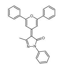 2,6-diphenyl-4-(1-phenyl-3-methyl-5-pyrazolon-4-ylidene)-pyranilidene结构式
