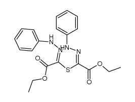ethyl 2-[2-aza-1-(ethoxycarbonyl)-2-(phenylamino)vinylthio]-3-aza-3-(phenylamino)prop-2-enoate结构式