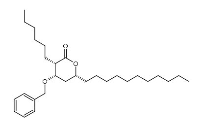 (3S,4S,6R)-4-(benzyloxy)-3-hexyl-3,4,5,6-tetrahydro-6-undecyl-2H-pyran-2-one结构式