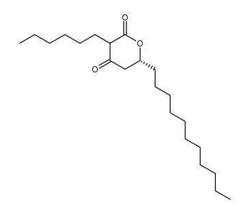 (6R)-3-hexyl-5,6-dihydro-6-undecyl-2H-pyran-2,4(3H)-dione结构式