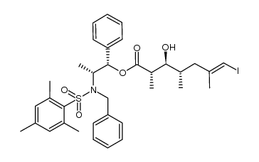 (2S,3S,4S,E)-((1S,2R)-2-(N-benzyl-2,4,6-trimethylphenylsulfonamido)-1-phenylpropyl) 3-hydroxy-7-iodo-2,4,6-trimethylhept-6-enoate结构式