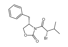 (4S)-3-((2S)-2-bromo-3-methylbutanoyl)-4-benzyl-1,3-oxazolidin-2-one结构式