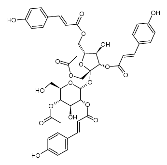 β-D-(1-O-acetyl-3,6-O-p-E-dicoumaroyl)-fructofuranosyl-α-D-(4'-O-acetyl-2'-O-p-E-coumaroyl)-glucopyranoside结构式