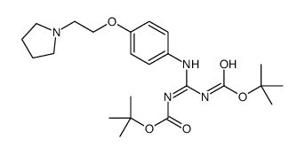 Carbamic acid, N-[[[(1,1-dimethylethoxy)carbonyl]amino][[4-[2-(1-pyrrolidinyl)ethoxy]phenyl]amino]Methylene]-, 1,1-dimethylethyl ester, [N(Z)]-结构式