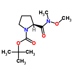 N-(叔丁氧羰基)-L-脯氨酸-N'-甲氧基-N'-甲基酰胺结构式