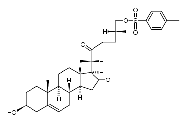 (25R)-3β-hydroxy-26-(toluene-4-sulfonyloxy)-cholest-5-ene-16,22-dione结构式