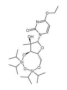 4-ethoxy-1-[2-C-methyl-3,5-O-(tetraisopropyldisiloxan-1,3-diyl)-β-D-ribo-pentofuranosyl]-2(1H)-pyrimidinone结构式
