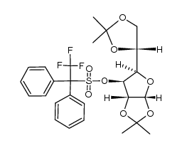 (3aR,5R,6S,6aR)-5-((R)-2,2-dimethyl-1,3-dioxolan-4-yl)-2,2-dimethyltetrahydrofuro[2,3-d][1,3]dioxol-6-yl 2,2,2-trifluoro-1,1-diphenylethane-1-sulfonate结构式