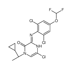 5-Chloro-1-[(1S)-1-cyclopropylethyl]-3-{[2,6-dichloro-4-(difluoro methoxy)phenyl]amino}-2(1H)-pyrazinone结构式