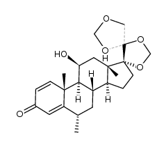 (20Ξ)-11β-hydroxy-6α-methyl-17,20,20,21-bis-methylenedioxy-pregna-1,4-dien-3-one结构式