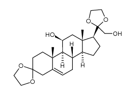 3,3,20,20-bis-ethanediyldioxy-pregn-5-ene-11β,21-diol结构式