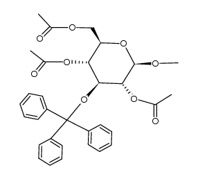 2,4,6-Tri-O-acetyl-3-O-trityl-&beta;-methyl-D-glucopyranoside结构式