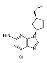 (-)-(1S,4R)-4-(2'-amino-6'-chloro-9'H-purin-9'-yl)cyclopent-2-enylmethanol结构式