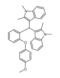 3,3'-((2-(4-methoxyphenoxy)phenyl)methylene)bis(1,2-dimethyl-1H-indole)结构式