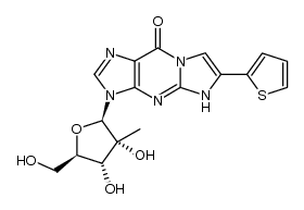 3-(β-D-2-C-methylribofuranosyl)-3,9-dihydro-6-(2-thienyl)-9-oxo-5H-imidazo-[1,2-a]purine结构式