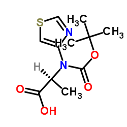 叔丁氧羰基-3-(4-噻唑基)-L-丙氨酸结构式