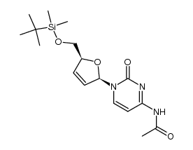 N4-acetyl-5'-O-(tert-butyldimethylsilyl)-2',3'-didehydro-2',3'-dideoxycytidine结构式