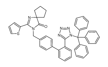 2-(2-thienyl)-3-[2'-(1-trityl-1H-tetrazol-5-yl)-biphenyl-4-ylmethyl]-1,3-diazaspiro[4.4]non-1-en-4-one结构式