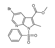 1H-Pyrrolo[2,3-b]pyridine-3-carboxylic acid, 5-bromo-2-Methyl-1-(phenylsulfonyl)-, Methyl ester结构式