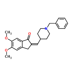 1-苄基-4-(5、6二甲氧基-1-茚酮-2-亚甲基)-哌啶结构式