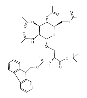O-(2-Acetamido-3,4,6-tri-O-acetyl-2-desoxy-α-D-galactopyranosyl)-N-(9-fluorenylmethoxycarbonyl)-L-serin-tert-butylester结构式