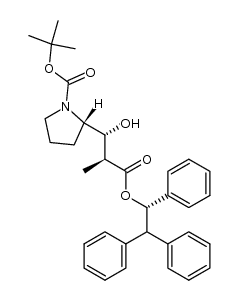 (S)-tert-butyl 2-((1R,2S)-1-hydroxy-2-methyl-3-oxo-3-((S)-1,2,2-triphenylethoxy)propyl)pyrrolidine-1-carboxylate结构式