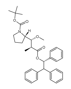 (S)-tert-butyl 2-((1R,2S)-1-methoxy-2-methyl-3-oxo-3-((S)-1,2,2-triphenylethoxy)propyl)pyrrolidine-1-carboxylate结构式