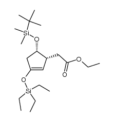 ethyl 2-((1R,5S)-5-((tert-butyldimethylsilyl)oxy)-3-((triethylsilyl)oxy)cyclopent-2-en-1-yl)acetate结构式