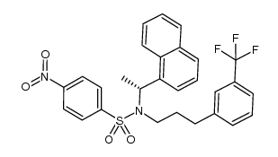 (R)-4-nitro-N-(1-naphthalen-1-yl-ethyl)-N-[3-(3-trifluoromethyl-phenyl)-propyl]-benzene sulphonamide结构式