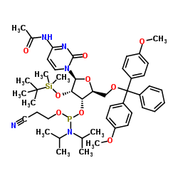 N-乙酰基-5’-O-(4,4-二甲氧基三苯甲基)-2’-O-[(叔丁基)二甲基硅基]胞苷-3’-(2-氰基乙基-N,N-二异丙基)亚磷酰胺结构式