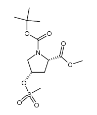 (2S,4S)-methyl 4-methanesulfonyloxy-N-Boc-pyrrolidine-2-carboxylate结构式