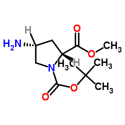 (2S,4S)-1-叔丁基 2-甲基 4-氨基吡咯烷-1,2-二甲酸酯结构式