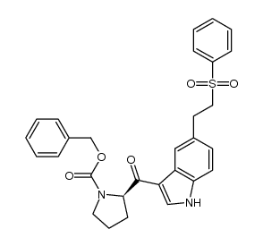 (R)-benzyl 2-(5-(2-(phenylsulfonyl)ethyl)-1H-indole-3-carbonyl)pyrrolidine-1-carboxylate结构式