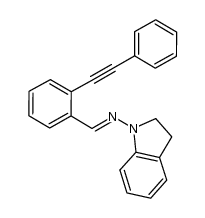 N-[2-(phenylethynyl)benzylidene]indolin-1-amine结构式