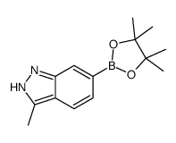 3-甲基-6-(四甲基-1,3,2-二氧杂硼硼烷-2-基)-1H-吲唑结构式