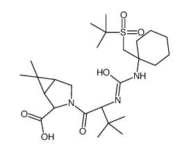 (1R,2S,5S)-3-((S)-2-(3-(1-(tert-butylsulfonylmethyl)cyclohexyl)ureido)-3,3-dimethylbutanoyl)-6,6-dimethyl-3-azabicyclo[3.1.0]hexane-2-carboxylic acid结构式