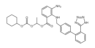 (+/-)-1-[[(cyclohexyloxy)carbonyl]oxy]ethyl 3-amino-2-[[[2'-(1H-tetrazol-5-yl)biphenyl-4-yl]methyl]amino]benzoate结构式