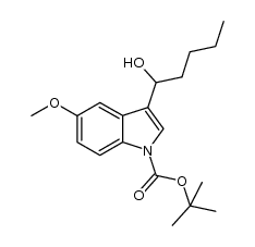 3-(1-hydroxypentyl)-5-methoxyindole-1-carboxylic acid tert-butyl ester结构式