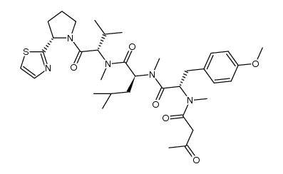 (S)-2-((S)-3-(4-methoxyphenyl)-N-methyl-2-(N-methyl-3-oxobutanamido)propanamido)-N,4-dimethyl-N-((S)-3-methyl-1-oxo-1-((S)-2-(thiazol-2-yl)pyrrolidin-1-yl)butan-2-yl)pentanamide结构式
