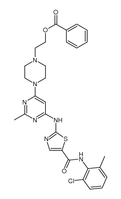2-(4-(6-((5-((2-chloro-6-methylphenyl)carbamoyl)thiazol-2-yl)amino)-2-methylpyrimidin-4-yl)piperazin-1-yl)ethyl benzoate结构式