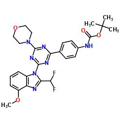 tert-butyl N-[4-[4-[2-(difluoromethyl)-4-methoxybenzimidazol-1-yl]-6-morpholin-4-yl-1,3,5-triazin-2-yl]phenyl]carbamate结构式