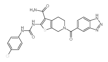 6-(1H-BENZO[D][1,2,3]TRIAZOLE-5-CARBONYL)-2-(3-(4-CHLOROPHENYL)UREIDO)-4,5,6,7-TETRAHYDROTHIENO[2,3-C]PYRIDINE-3-CARBOXAMIDE结构式