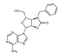 9-[3-(benzylamino)-3-N,2-O-carbonyl-3-deoxy-β-D-ribofuranosyl]adenine结构式
